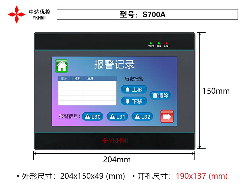 Central Da YouControl Touch Screen S700A F700A Industrial configuration human-machine interface PLC configuration screen