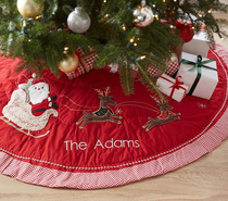 Lovely American Countryside Christmas Decorations Pure Cotton Stick Fabric Christmas Tree Skirt Mat Santa