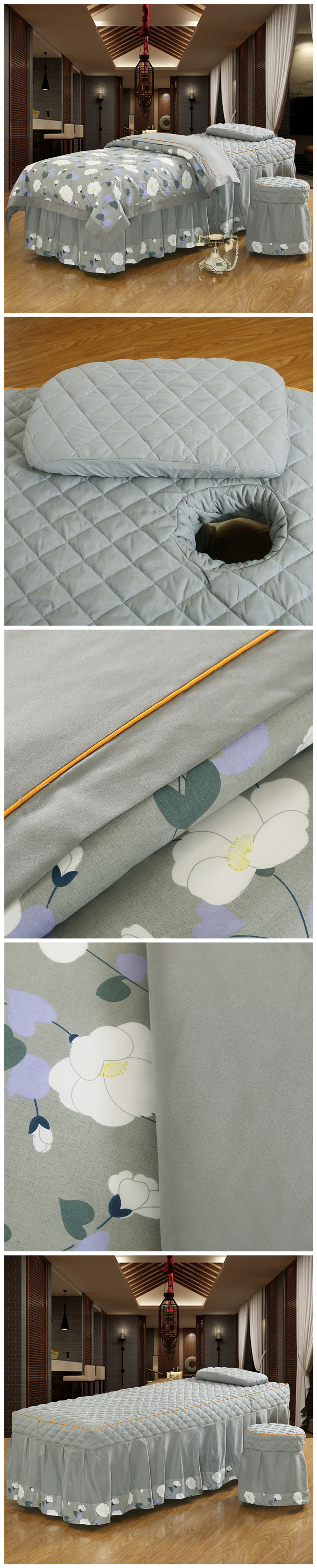 Beauty khăn trải giường cotton gia đình bốn phong cách châu Âu liệu pháp massage salon phong cách vườn đẹp massage giường bedspread với lỗ - Trang bị tấm ga giường spa giá rẻ