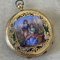 9 4 enamel pocket watch