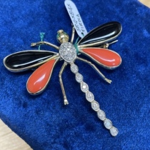 5 14 dragonfly brooch plastic black onyx full of diamonds