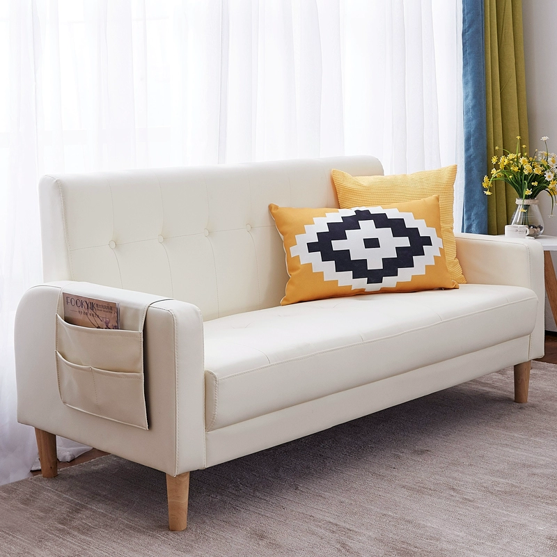 Sofa Bắc Âu căn hộ nhỏ 1,5 mét lưới ba người màu đỏ cho thuê phòng ngủ phòng ngủ nhỏ phòng khách đôi sofa da pu - Ghế sô pha