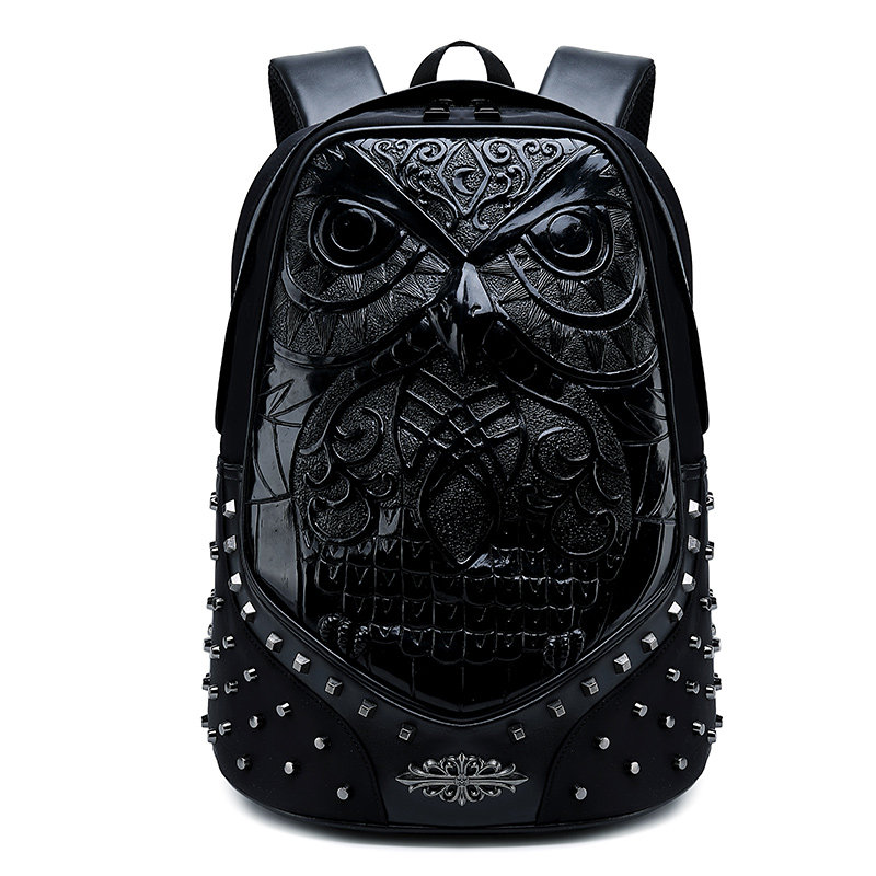 Owl King Tide Cool HIP HOP DOUBLE SHOULDER BAG CAT OWL SCHOOL BAG TRAVEL BAG BOOMER CARD MALE BAG CREATIVE COMPUTER BAG