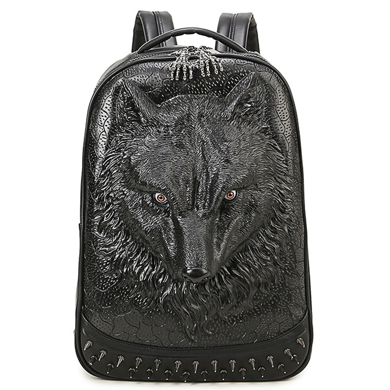 Owl King three-dimensional wolf head backpack boys backpack personality school bag computer bag trendy fashion travel bag