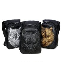 Owl new 14-inch King skull with hat backpack tide men computer bag leisure bag personality 3D schoolbag