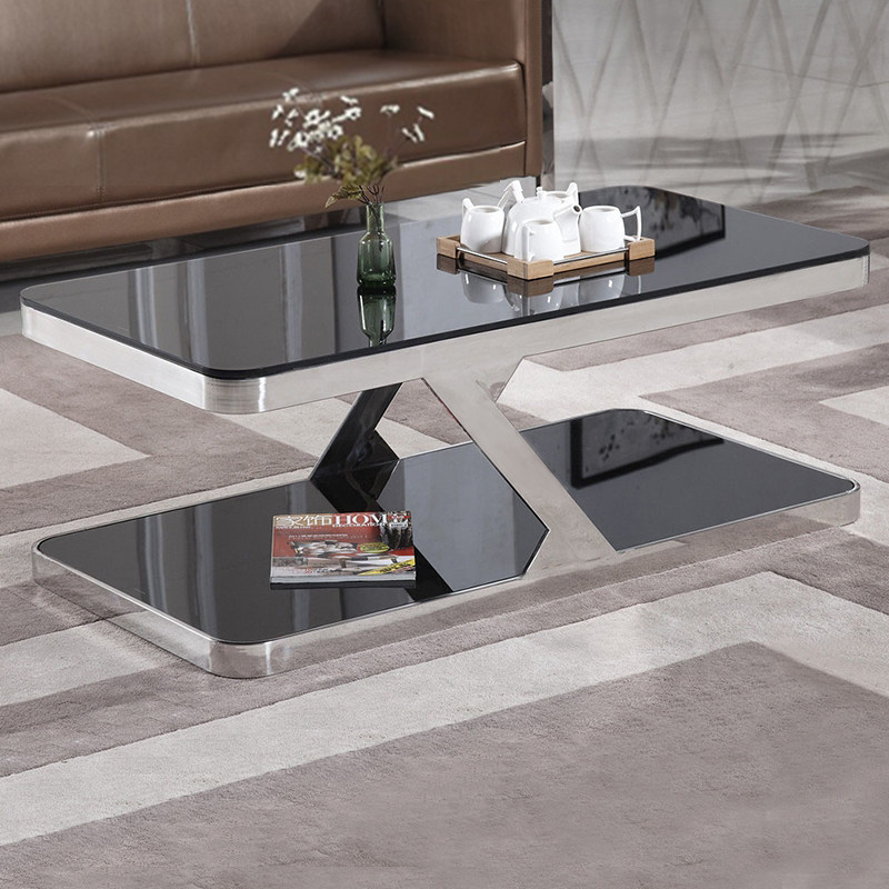 Tempered glass tea table minimalist living-room tea table combination of guest tea table office small tea table Eurostyle square tea table