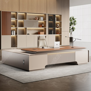 高端吸塑老板桌办公桌椅组合轻奢高级感总裁桌新中式大班台经理桌