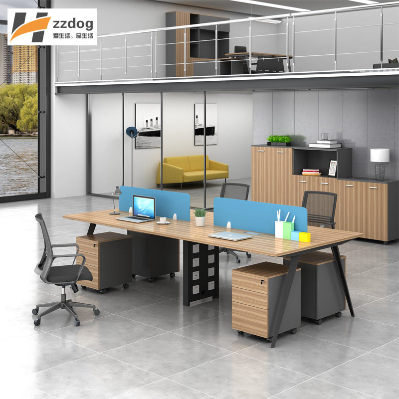 Desk staff booth screen simple modern six-room office furniture 4 people 6 office desks and chairs desk