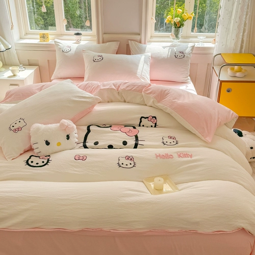 Полотенце, хлопковый комплект, мультяшный пододеяльник, простыня для школьников, 4 предмета, подходит для студента, 3 предмета