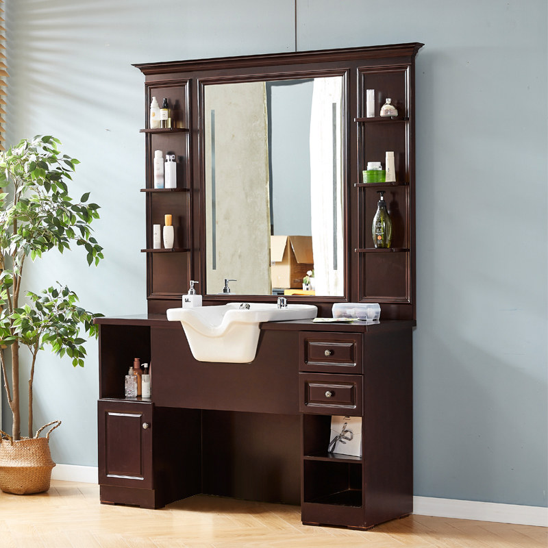 Men's Retro Oil Head Gallery Barber Barber Hairdressshop Hair Salon Special Mirror Table Beauty Hair Shop Single-sided Haircut Mirror