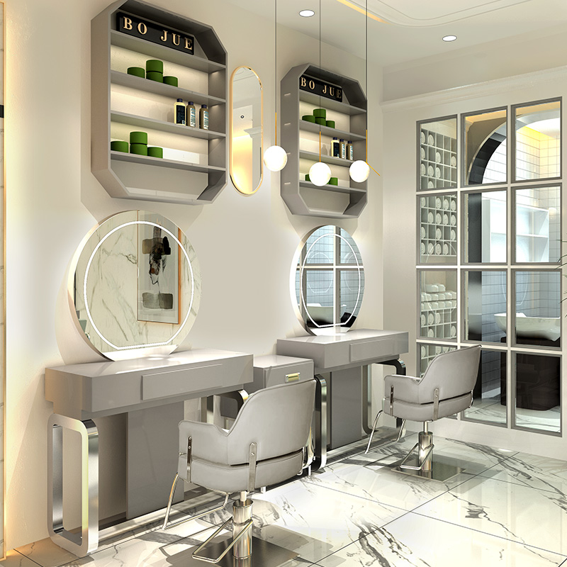 Hairdresse Shop Mirror Desk Brief Hair Salon Mehair Special Haircut Mirror Stainless Steel Single double sided 4-sided Hair Tide Store Mirror