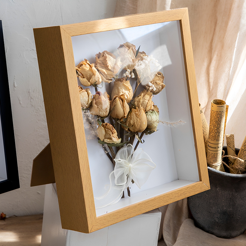 Hollow Photo Frame, Three-Dimensional Picture Frame, Thickened Specimen Frame, 6inch DIY Handmade Clay Insect Dried Flower Photo Frame, Tabletop Picture Frame