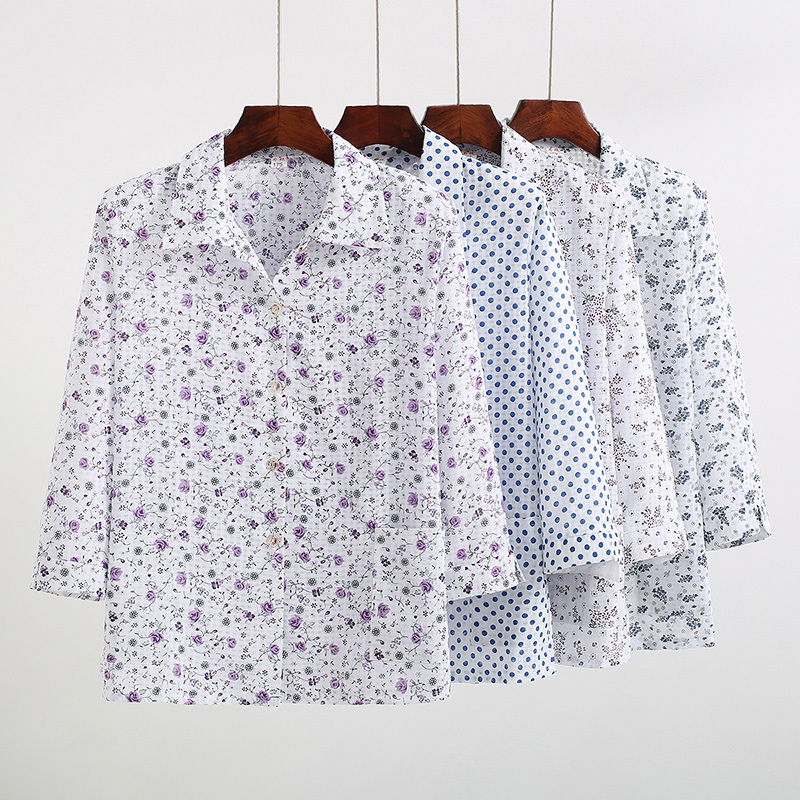 Elderly Women's Summer Shirts, Old Lady's Wedding Banquet Birthday Gift, Mother's Loose-Fitting Top, 7080 Grandma Shirt