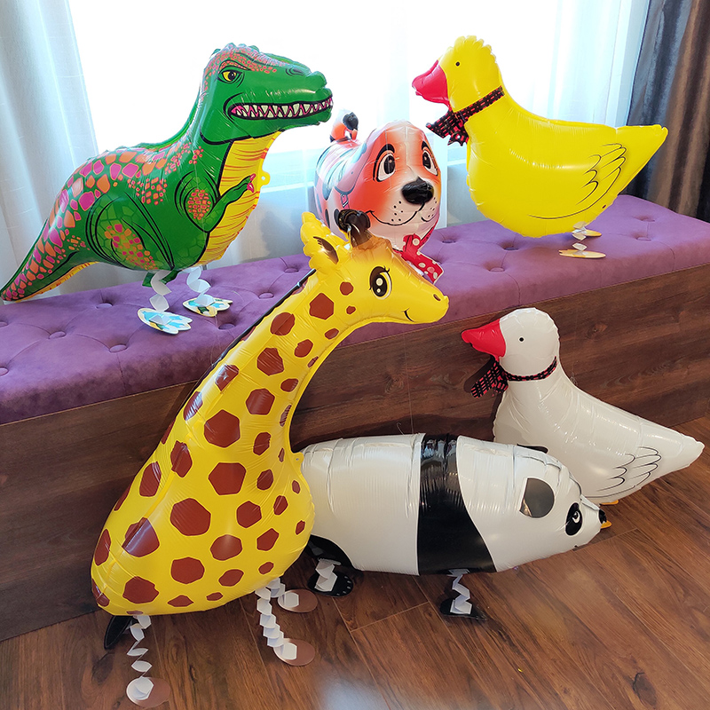 Walking pet dinosaur aluminum film balloon children's birthday party toy balloon baby one-year-old dress up supplies