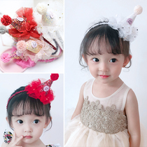 ins Net Red childrens birthday hat hair hoop crown hair accessories hairclip girl baby Full Year Full Moon 100 days banquet hair band