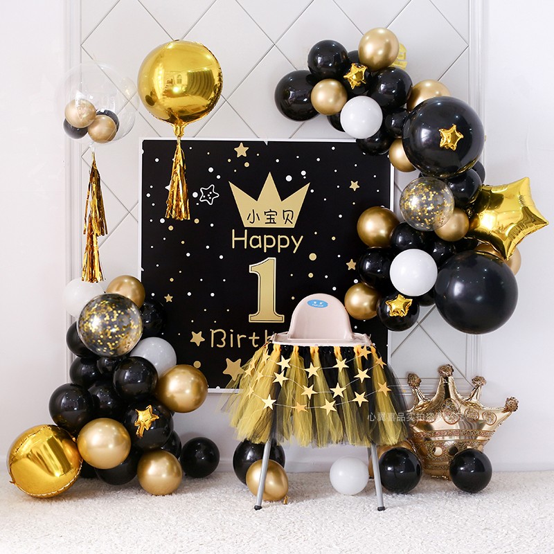 Custom name poster boy baby balloon party birthday decoration background wall 1st anniversary 100 days scene decoration