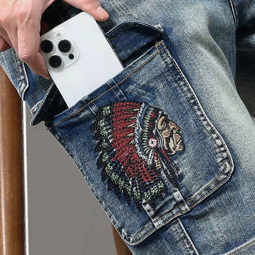 Элитная эластичная джинсовая юбка, шорты, штаны, с вышивкой, оверсайз