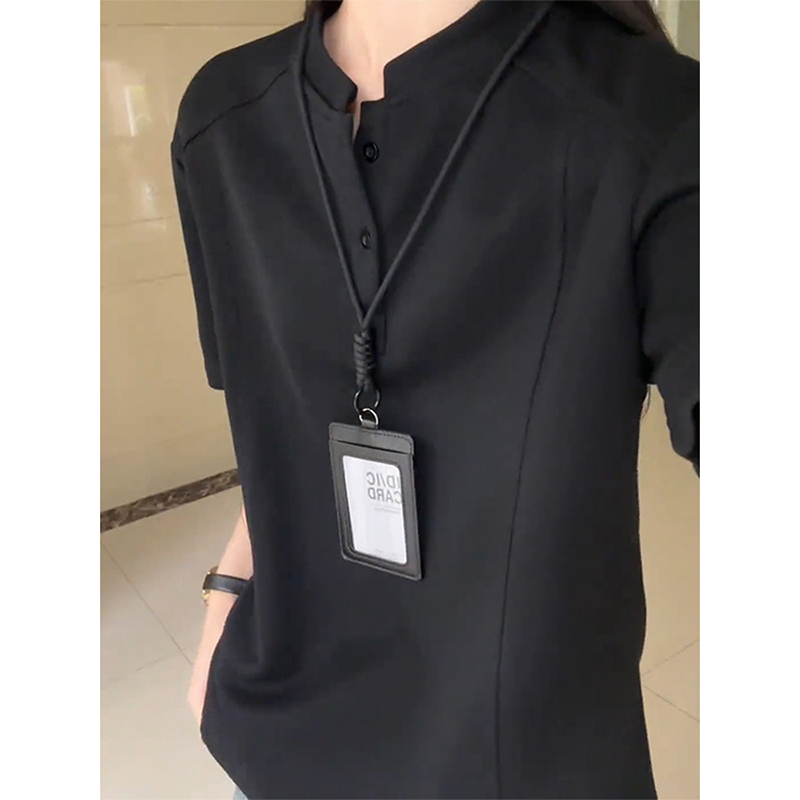 American-Style Trendy Black Heavyweight Short-Sleeve T-Shirt for Men, Summer Wide-Shoulder Henry Collar Half-Sleeve Couple T-Shirt American-Style Trendy Black Heavyweight Short-Sleeve T-Shirt for Men, Summer Wide-Shoulder Henry Collar Half-Sleeve Couple T-Shirt