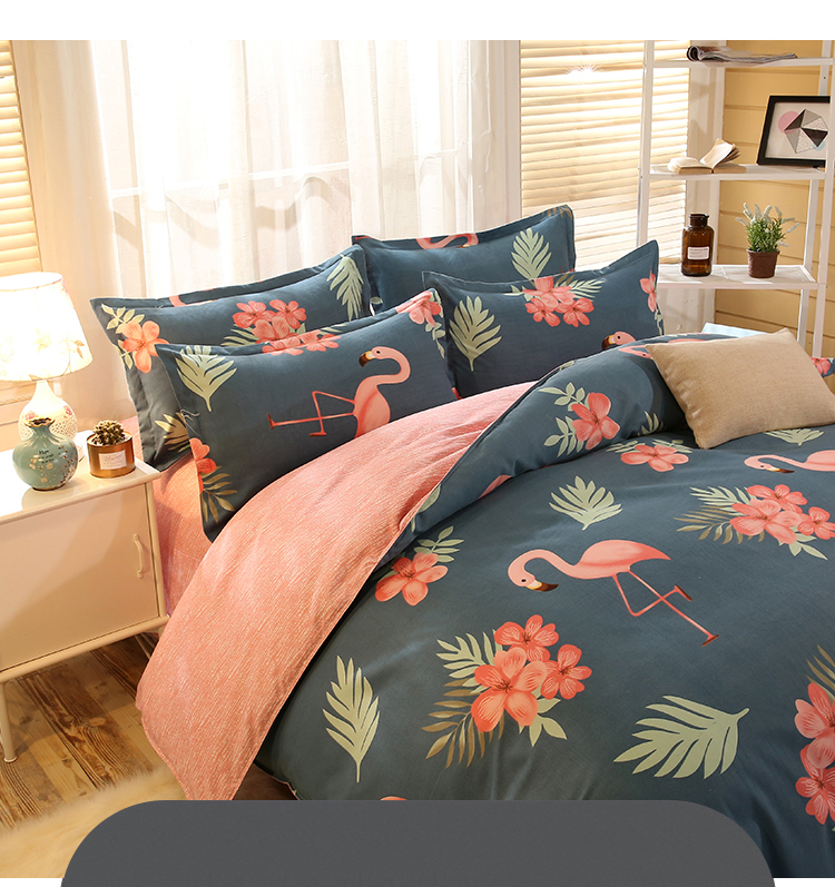 Cotton bốn mảnh in lưới gió màu đỏ đoạn 1.8 / 2.0m chăn ga trải giường ký túc xá - Bộ đồ giường bốn mảnh bộ drap giường 1m6
