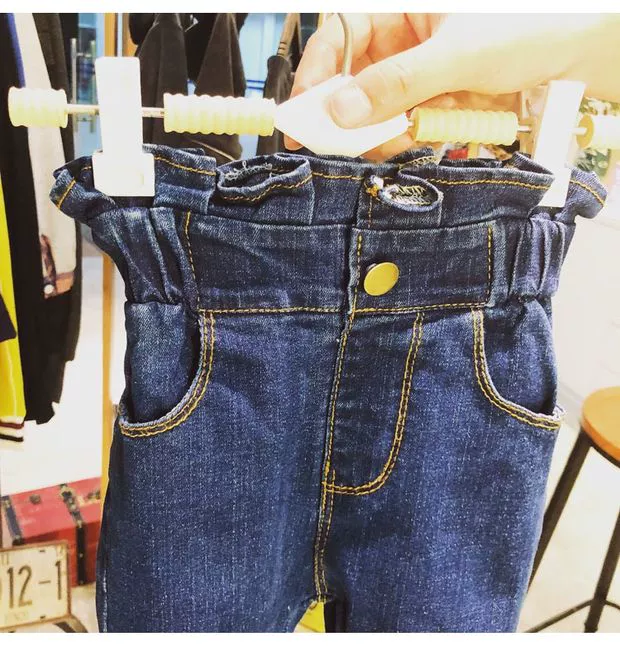 Quần bé cạp cao 2018 xuân hè mới bé gái khí chất denim bút chì bé quần bé bằng gỗ quần jean nữ sinh