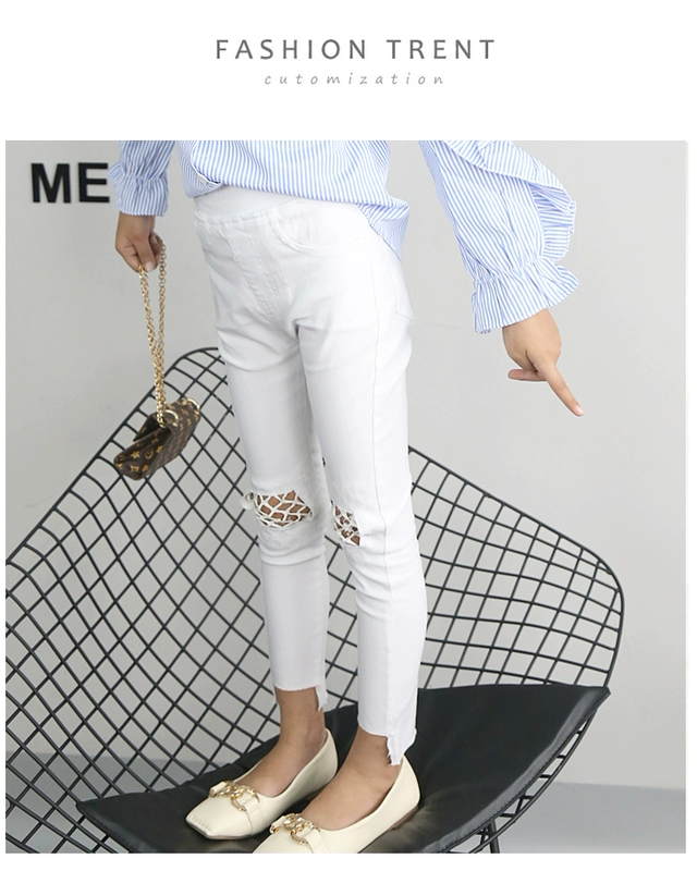 Quần áo mùa thu bé gái mặc quần legging cho bé mùa xuân hè 2018 mới co giãn giả denim chân bút chì quần dài