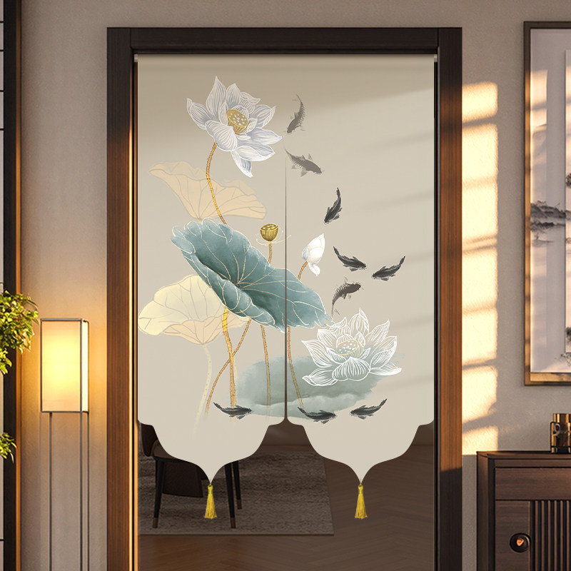 Door Curtain Partition Curtain 2026 New High-End Chinese-Style Bedroom Kitchen Bathroom Partition Curtain Fabric Half Curtain