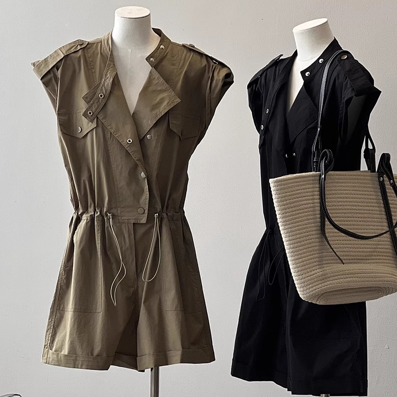 Workwear Jumpsuit Shorts One-Piece Pants Summer Thin Pants Wide-Leg Petite Jumpsuit Set Fashionable Jumpsuit