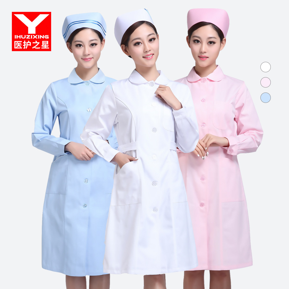 New Nurse Suit Summer Clothing Short Sleeve Female Nurse Conserved Winter Dress Doll Collar Experimental Work Clothes Pharmacy Beauty Salon