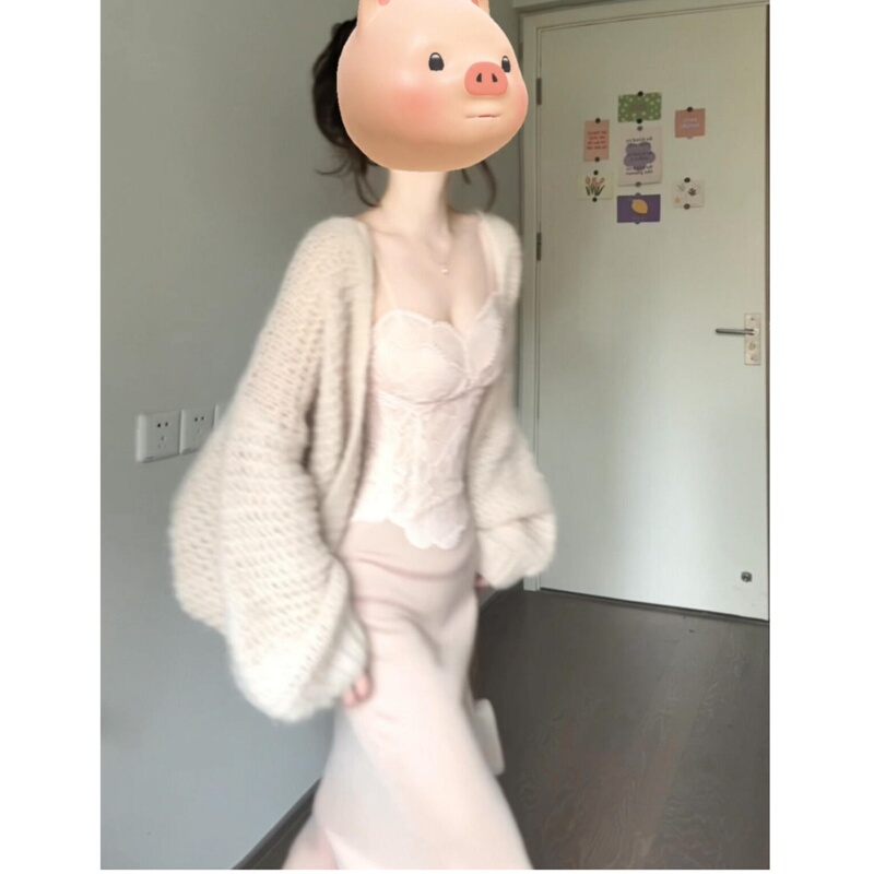 Korean Style Gentle Pink Apricot Color Chunky Knit Cardigan for Women, Loose Drop Shoulder Sleeves, Relaxed and Lazy Sweater Coat Korean Style Gentle Pink Apricot Color Chunky Knit Cardigan for Women, Loose Drop Shoulder Sleeves, Relaxed and Lazy Sweater Coat