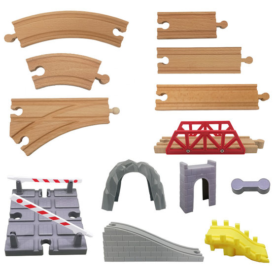 Wooden train track parts, curved rails, compatible with wooden Mi Rabbit, BRIO, Xiaomi wooden tracks