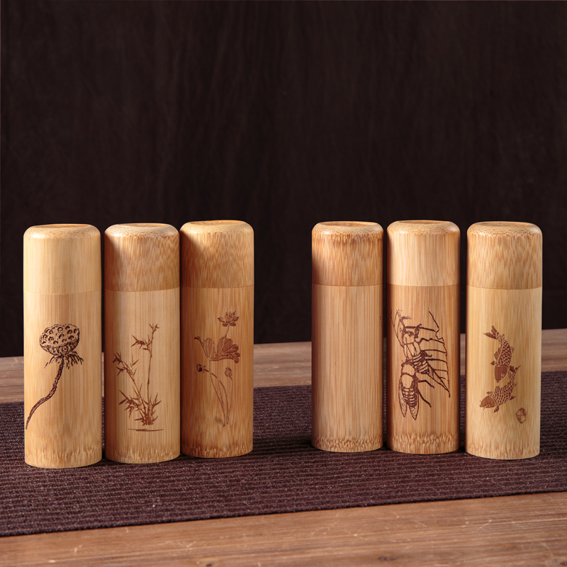 Travel Tea Leaf Pot Poop Style Small seal Carry-on Mini Tea Jar Bamboo Sipping Tea Jar Small Tea Leaf Jars