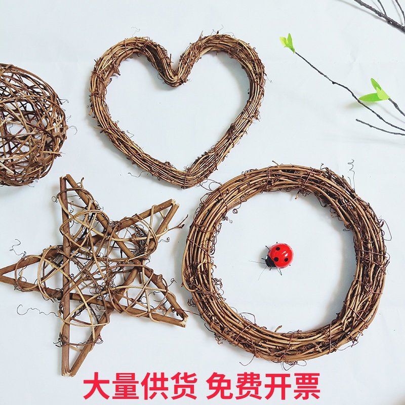 Natural rattan woven rattan ring Wedding rattan ring diy kindergarten hand-dried garland creative material Christmas decoration
