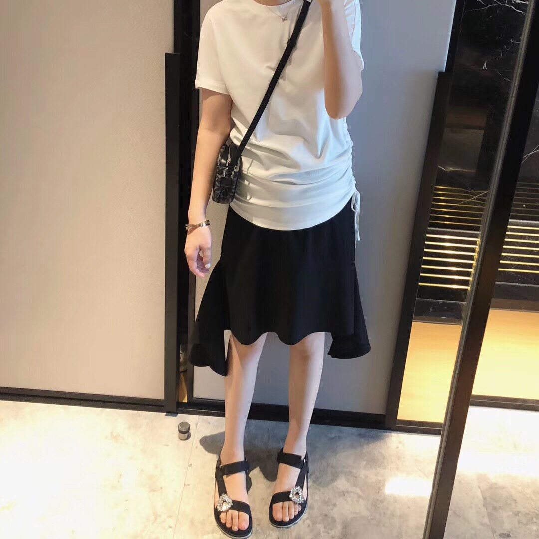 (LeoMami)2021 summer design irregular temperament slim belly skirt fishtail skirt maternity dress