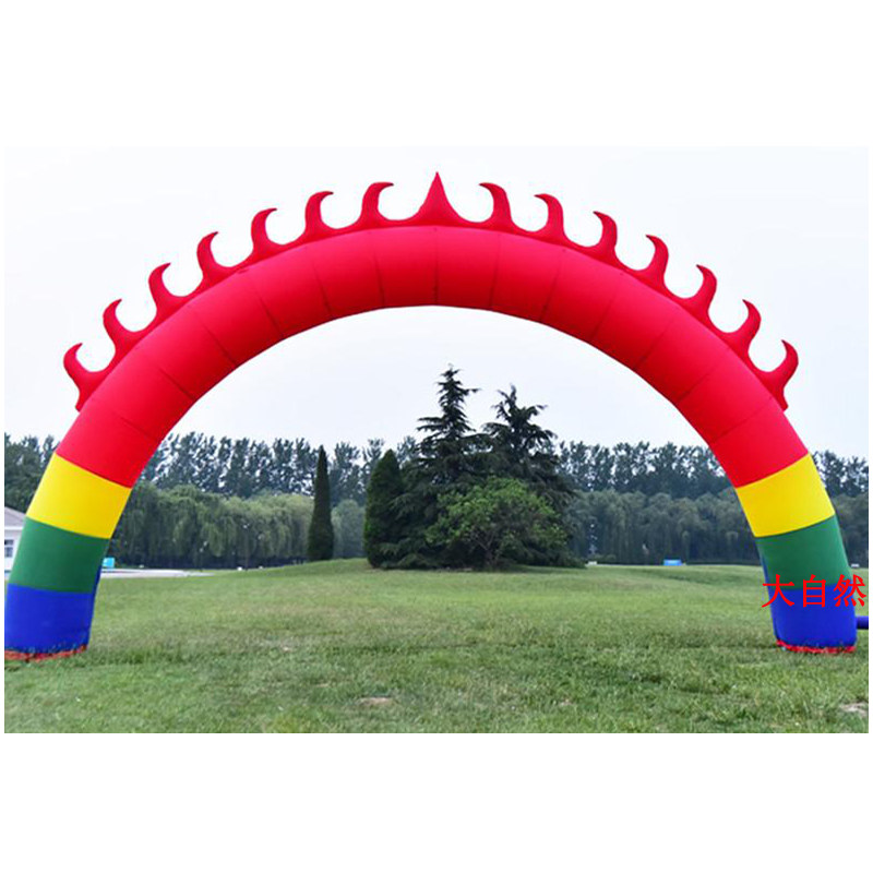 New 6 8 10 12 15 m flame Rainbow door air arch inflatable arch opening celebration mode