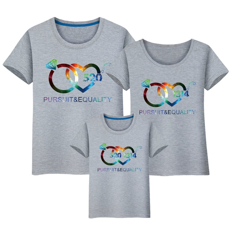 Mùa hè mới cotton nửa tay áo cha mẹ-con mặc vừa nhỏ bé trai lớn áo thun ngắn tay nam và nữ gia đình ba phù hợp với gia đình