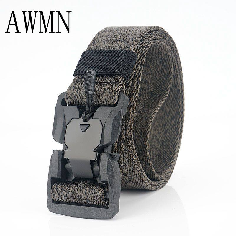 2021 new fashion nylon belt casual men's belt tactical plastic magnet function buckle exclusive patent