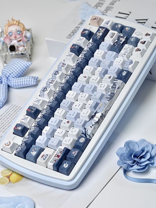 For Alice Keycaps｜Blue and White Keycaps, Cute Keycaps (Keycaps Only)