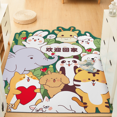 入户门地垫家用门口进门可擦免洗可裁剪pvc卡通网红皮革脚垫门垫