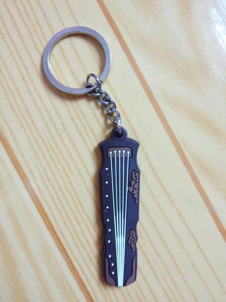 (AMUSIC) Guqin environmental protection soft rubber birthday gift keychain car pendant men and women couple jewelry