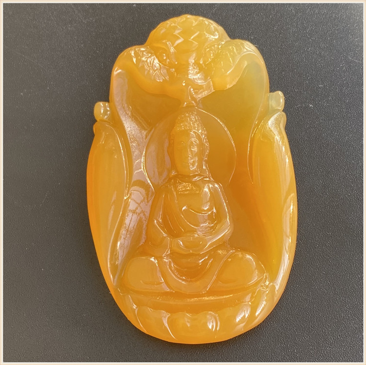 Natural Yellow Dragon Jade Burmese Topaz Avalokitesvara Pendant Avalokitesvara Bodhisattva Boutique Keeping Safe Myanmar Material