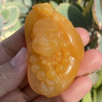 Yunnan Huanglong Jade Yellow Jade Big Belly Buddha Maitreya Buddha Smiling Buddha Hand Play Collection Collection Gift