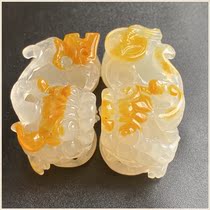 A pair of pendant pendant strokes in Yunnan Huanglong jade ice seed A pair of pendants are required to be made of jade jade jade jade