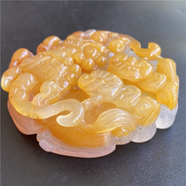 Yunnan Huanglong Jade Pixiu pair of ice species Jinsha Chanterelle ice yellow essence pendant pendant Lucky transfer to ward off evil spirits