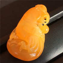 Natural Huanglong jade ice parrot pendant Jade wise Shenwu responsive mens and womens pendant with certificate