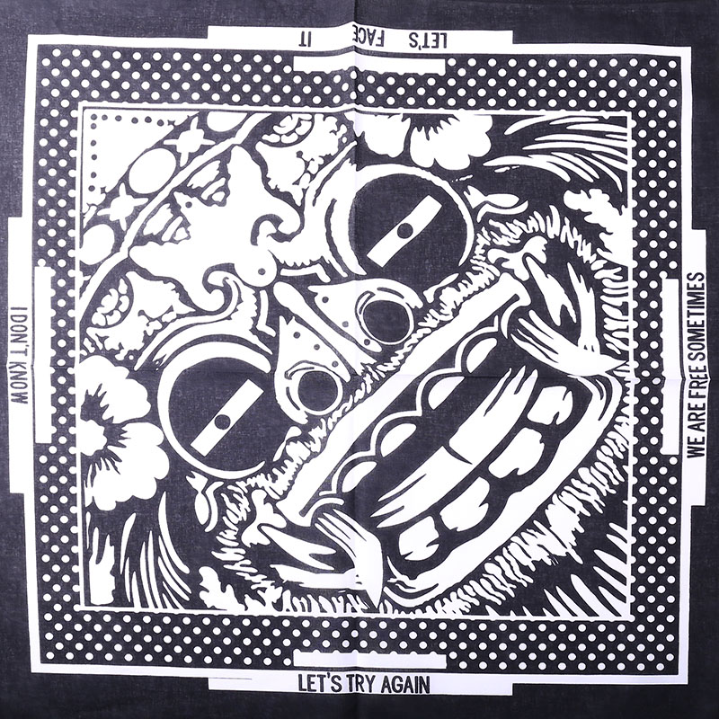 Totem monster headscarf cotton sports hip-hop headband hip-hop skateboard big square motorcycle motorcycle Harley face towel