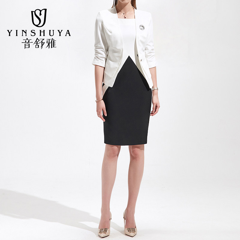 Professional clothing Women's suit fashion temperament summer work clothes Commuter suit skirt sleeve teacher Korean version of professional clothing tooling