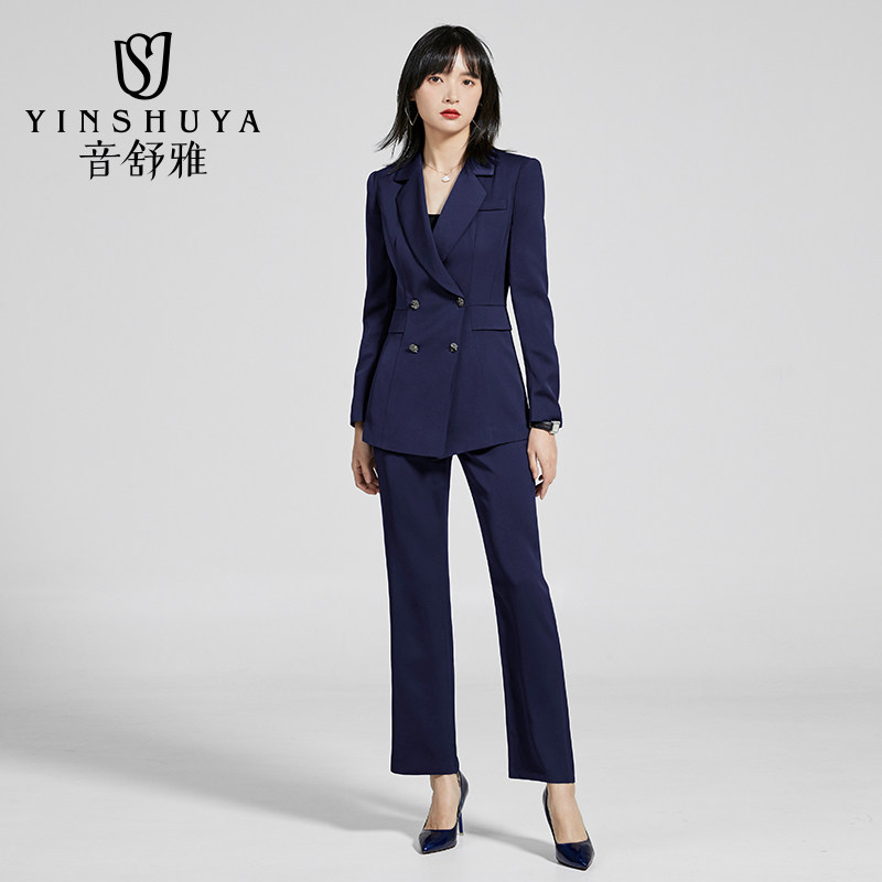 Professional suit female navy blue suit fashion temperament workplace President work clothes business suit interview formal ol