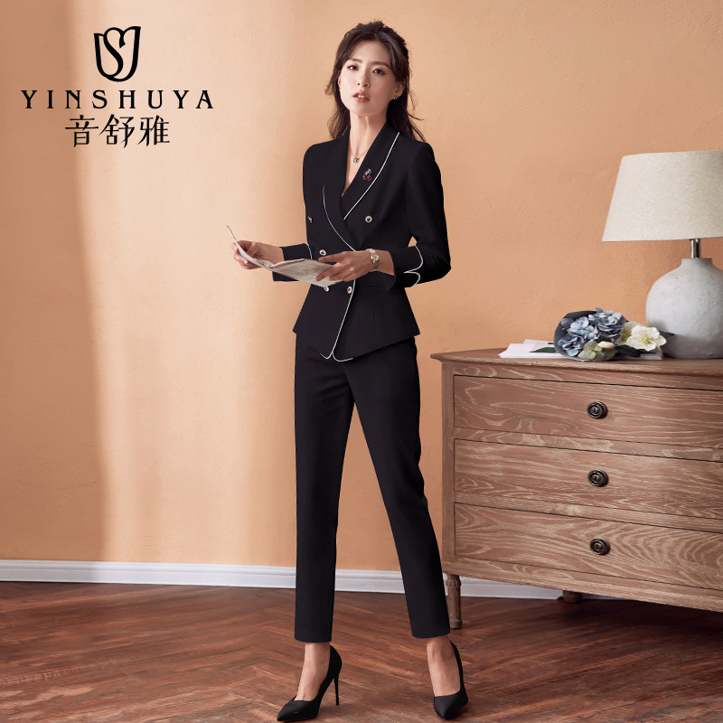 Western Suit Suit Woman Spring Autumn Work Clothes Fashion Temperament Interview Suit Tooling Pro Fashion Jewelry Store Work Clothes