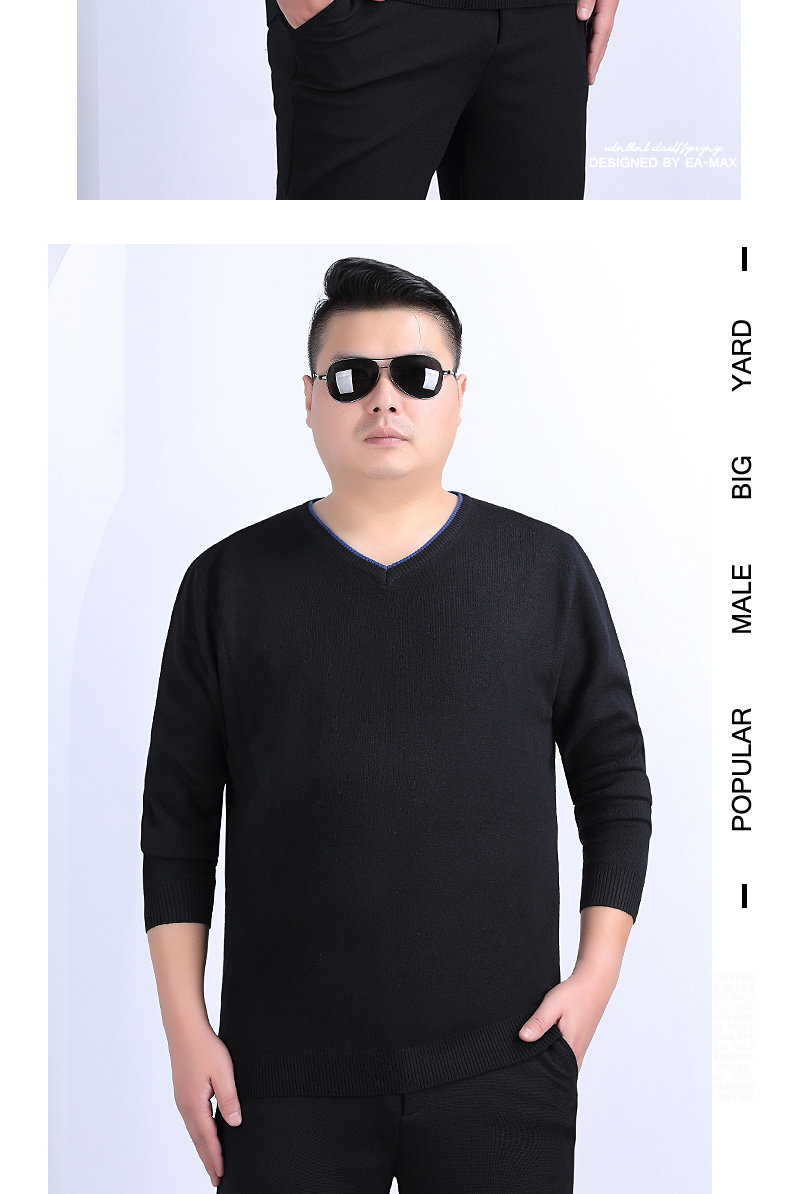 EAMAX quần áo nam size lớn mùa thu và mùa đông áo len béo và phân bón cộng với áo len cổ chữ V nam XL M784 áo cardigan nam