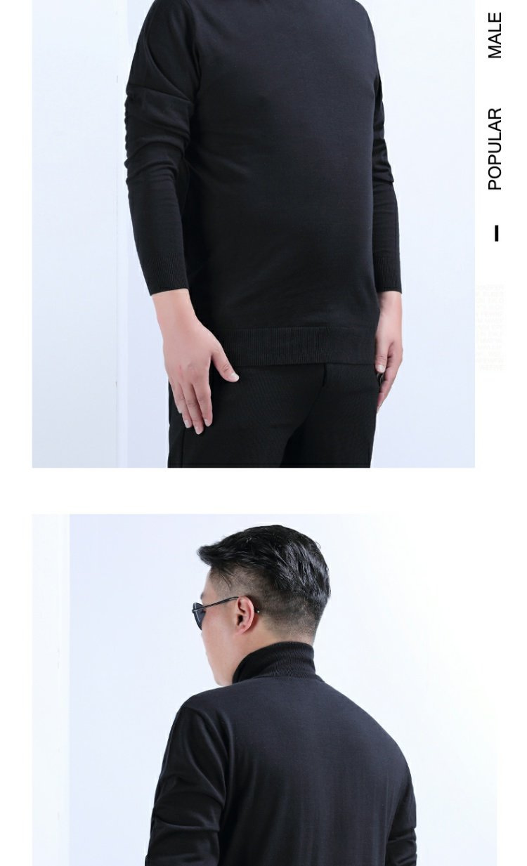 EAMAX quần áo nam size lớn mùa xuân và mùa đông cộng với phân bón XL áo thun cao cổ áo len thủy triều chạm đáy áo len M785 - Kéo qua áo khoác bomber